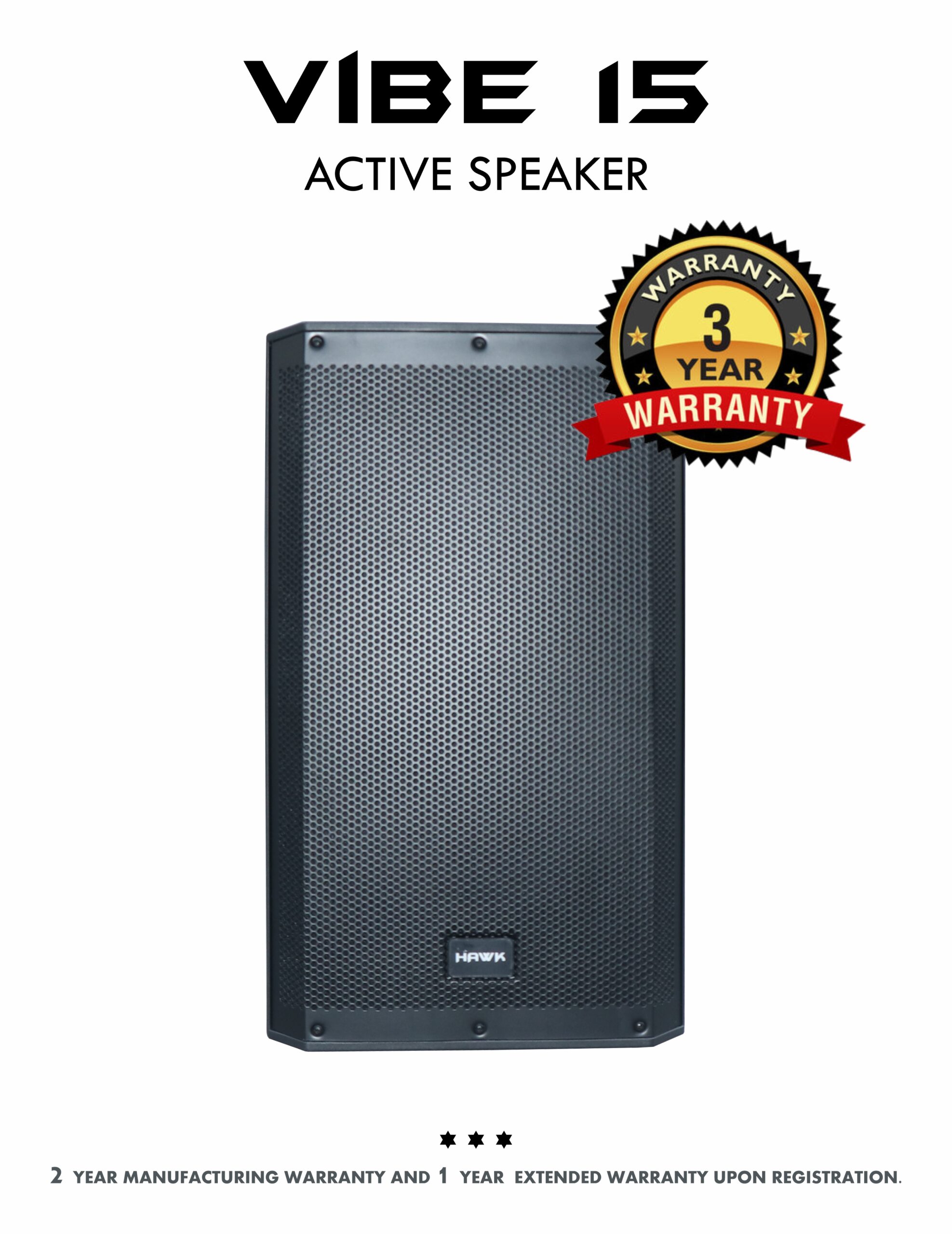Hawk VIBE 15 2000 Watts 15 inches Active Speaker with Bluetooth and DSP