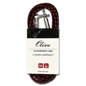 Olive OL-GT3M Guitar Cable with Right Angle Jack - 3 mtr