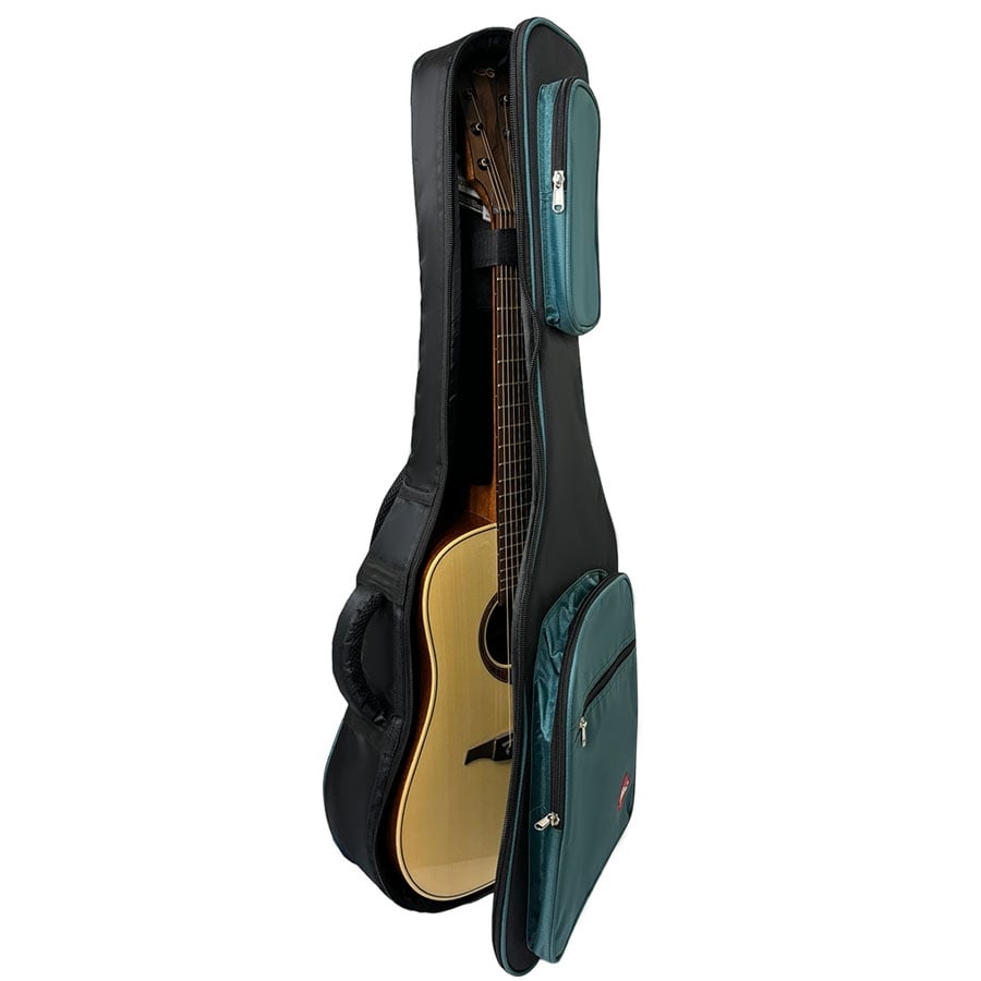 Olive OL-P300 Dreadnought Acoustic Guitar Bag - Black and Green - Image 2