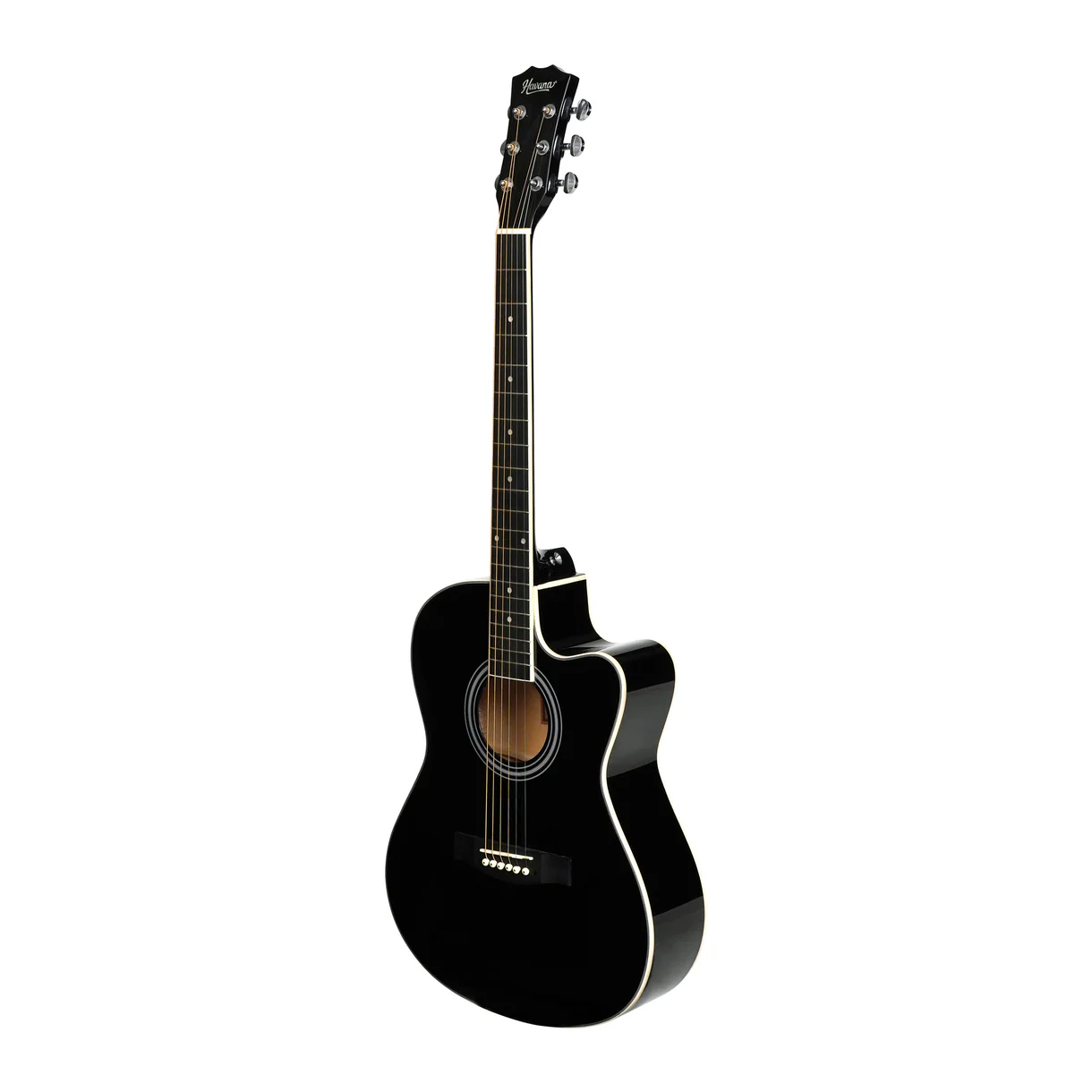 Havana HAC-39 Cutaway Acoustic Guitar - Black - Image 2